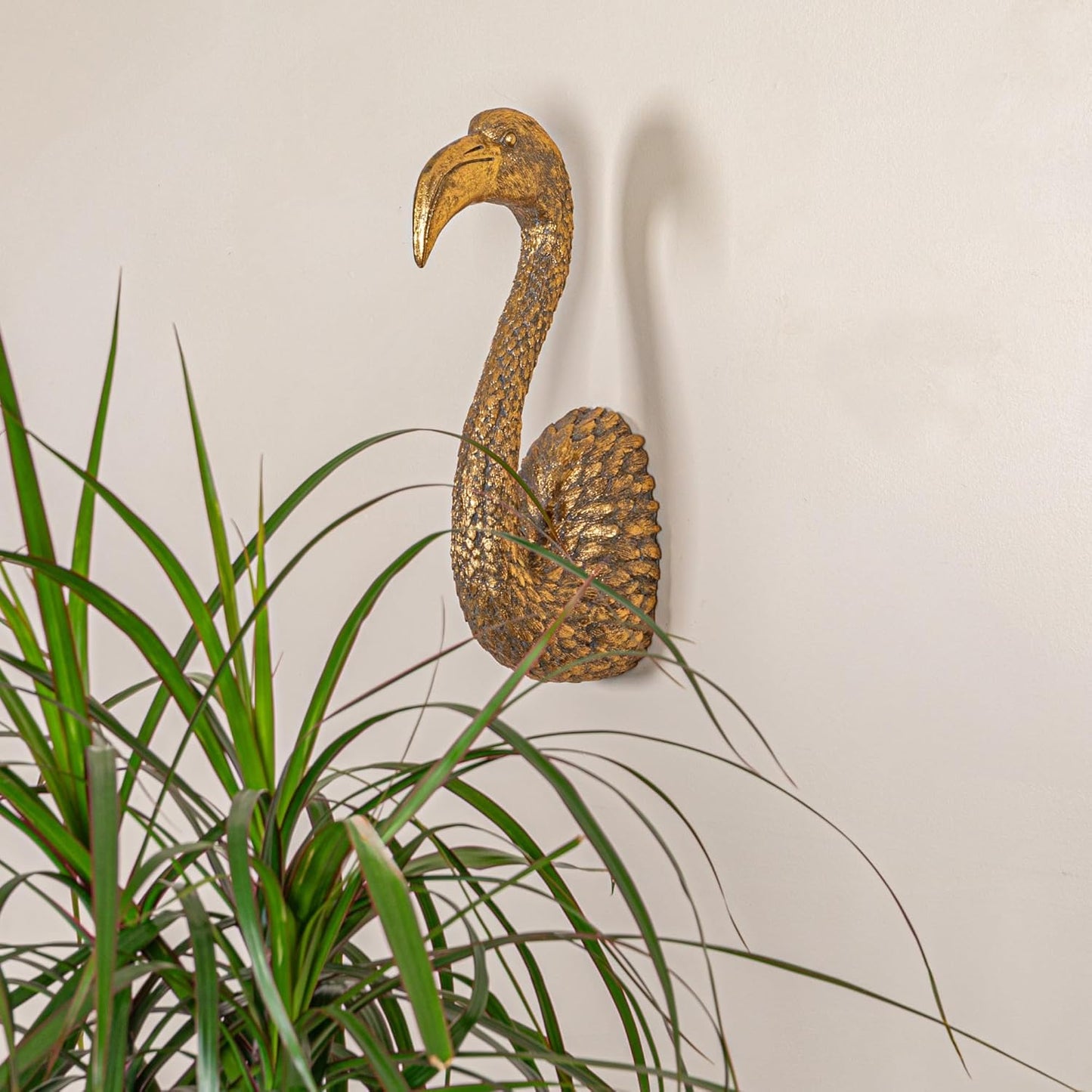 Creative Co-Op Decorative Resin Bird Head Wall Decor, Gold