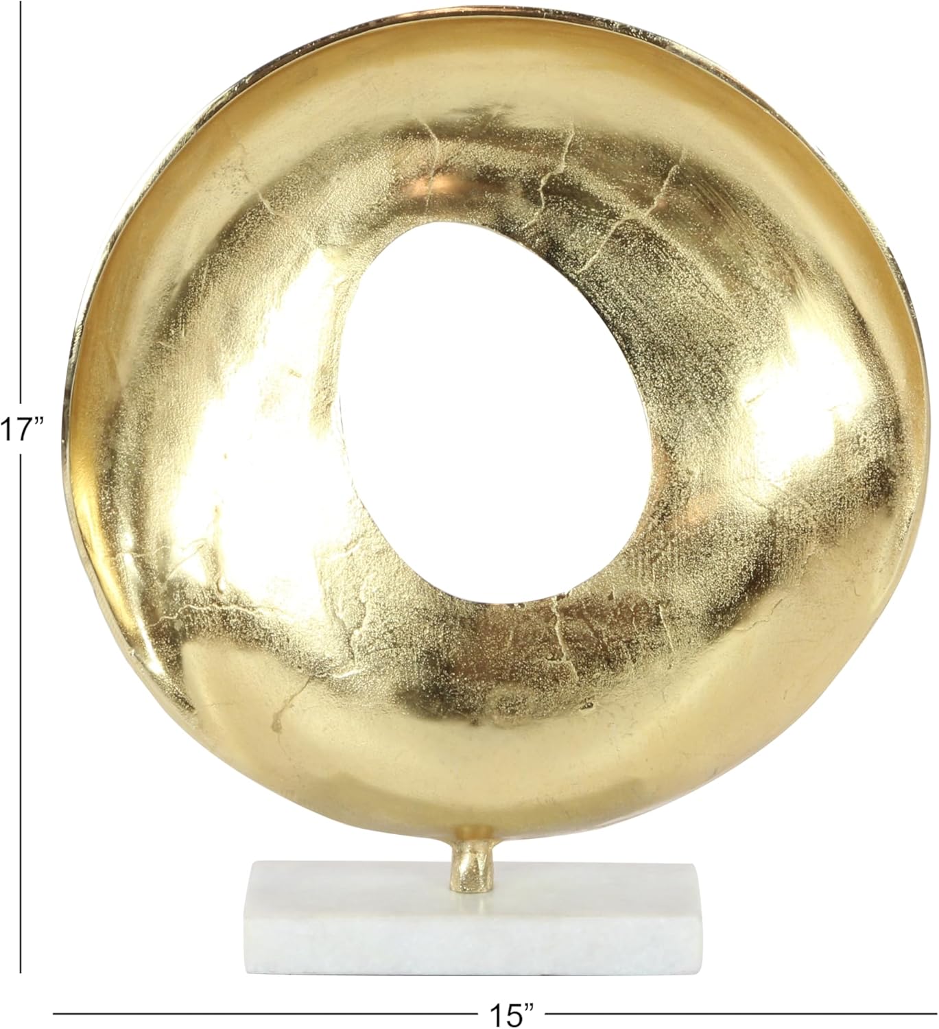 Deco 79 Aluminum Metal Geometric Decorative Sculpture Home Decor Statue with Marble Base, Accent Figurine 15" x 4" x 17", Gold