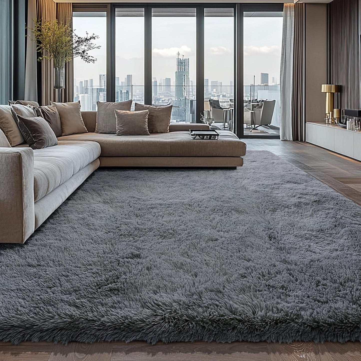 Shag Area Rugs for Bedroom Living Room,4X6 Ultra Soft Fluffy Area Rugs for Dorm, Indoor Carpet Nursery Rugs for Kids Room Home Decor,Tie-Dye Grey