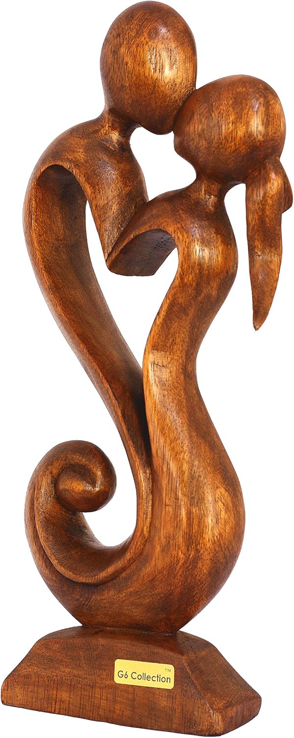 12" Wooden Handmade Abstract Sculpture Statue Handcrafted - Eternal Love - Gift Art Decorative Home Decor Figurine Accent Decoration Artwork Hand Carved