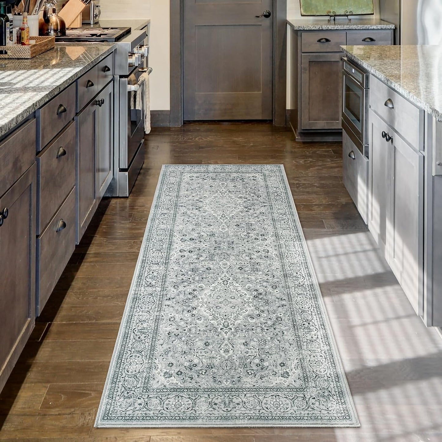 Washable Rug 4x6, Beige Area Rugs Non Slip, Indoor Low Pile Carpet with Rubber Backing for Living Room Kitchen Bathroom Entryway Office Bedroom