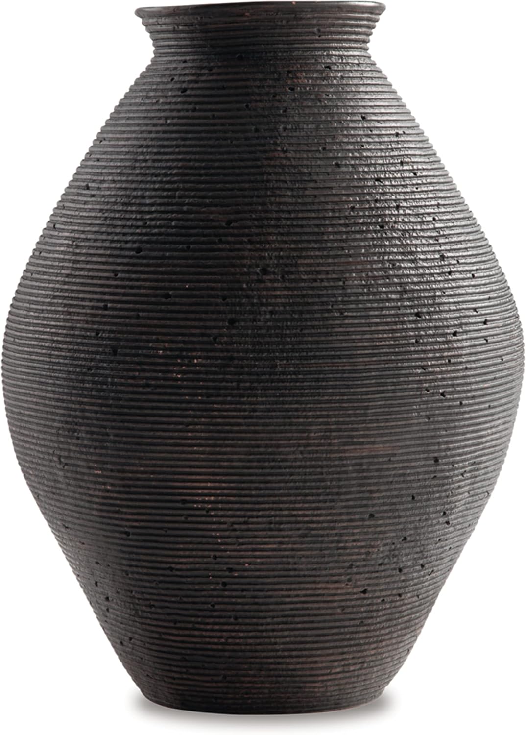Signature Design by Ashley Hannela 12" Modern Distressed Polyresin Vase, Antique Brown