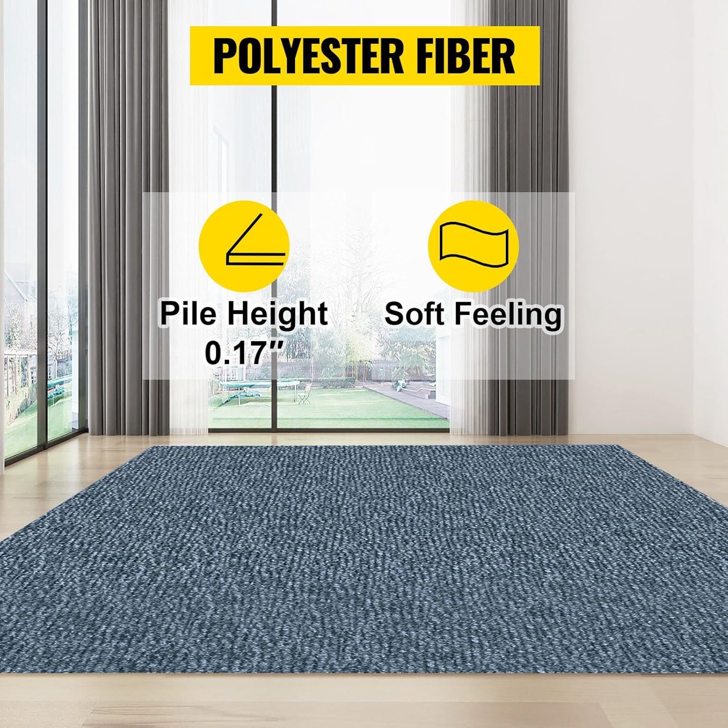 Happybuy 6 ft x 13 ft Grey Marine Carpet for Boats Waterproof - 0.18" Thick Indoor Outdoor Rug Carpet Roll for Home Patio Porch Deck