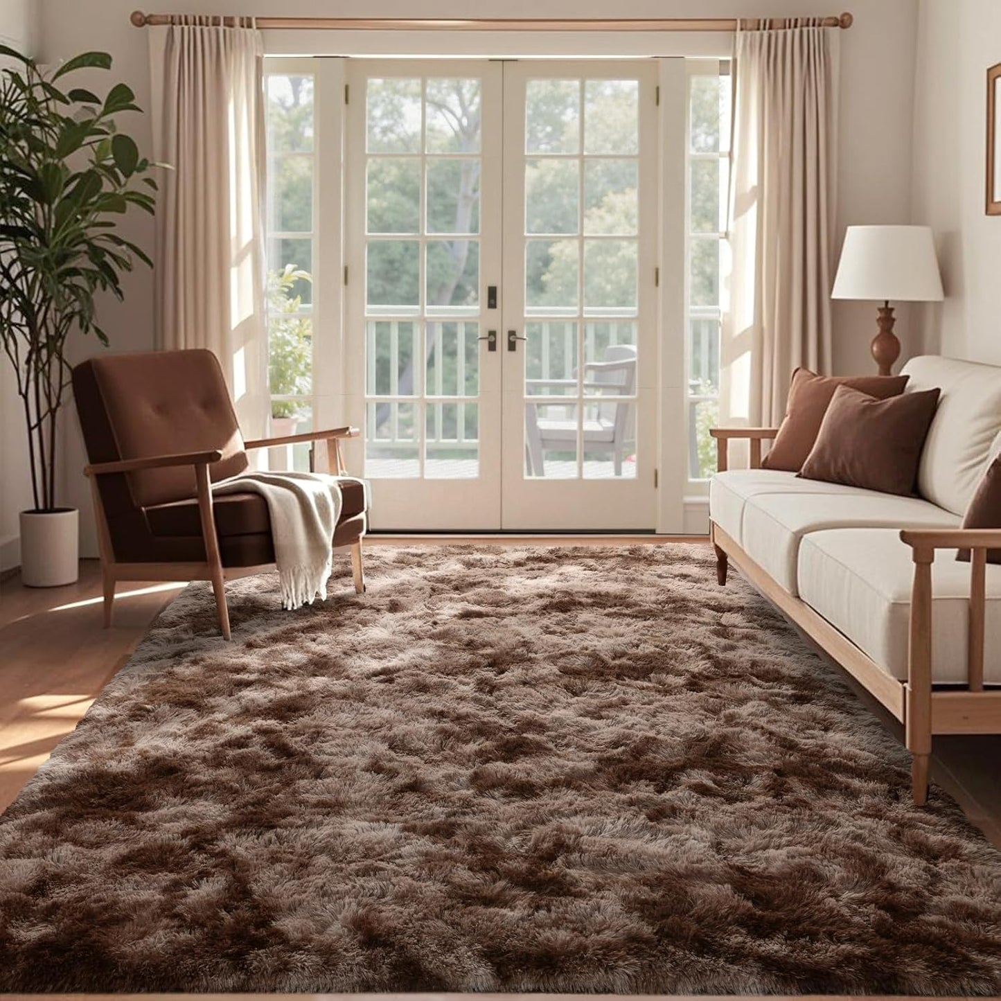 6x9 Ft Large Shag Rugs for Living Room Decor, Tie-Dyed Ultra Soft Fluffy Furry Area Rugs for Bedroom Indoor Floor, Aesthetic Carpet for Kids Home (Dark Grey)