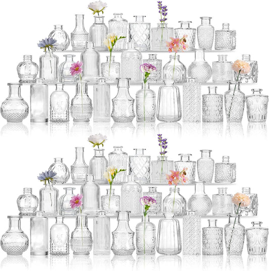 CEWOR Glass Bud Vases in Bulk, Set of 64 Small Vases for Centerpieces, Flower Vases for Flowers in Bulk for Rustic Wedding Home Table Decorations