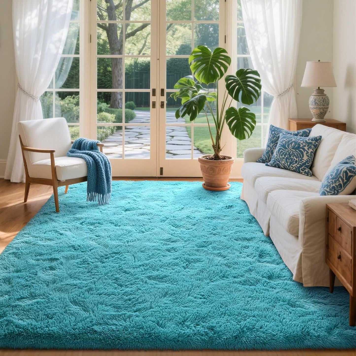 6x9 Ft Large Shag Rugs for Living Room Decor, Tie-Dyed Ultra Soft Fluffy Furry Area Rugs for Bedroom Indoor Floor, Aesthetic Carpet for Kids Home (Dark Grey)