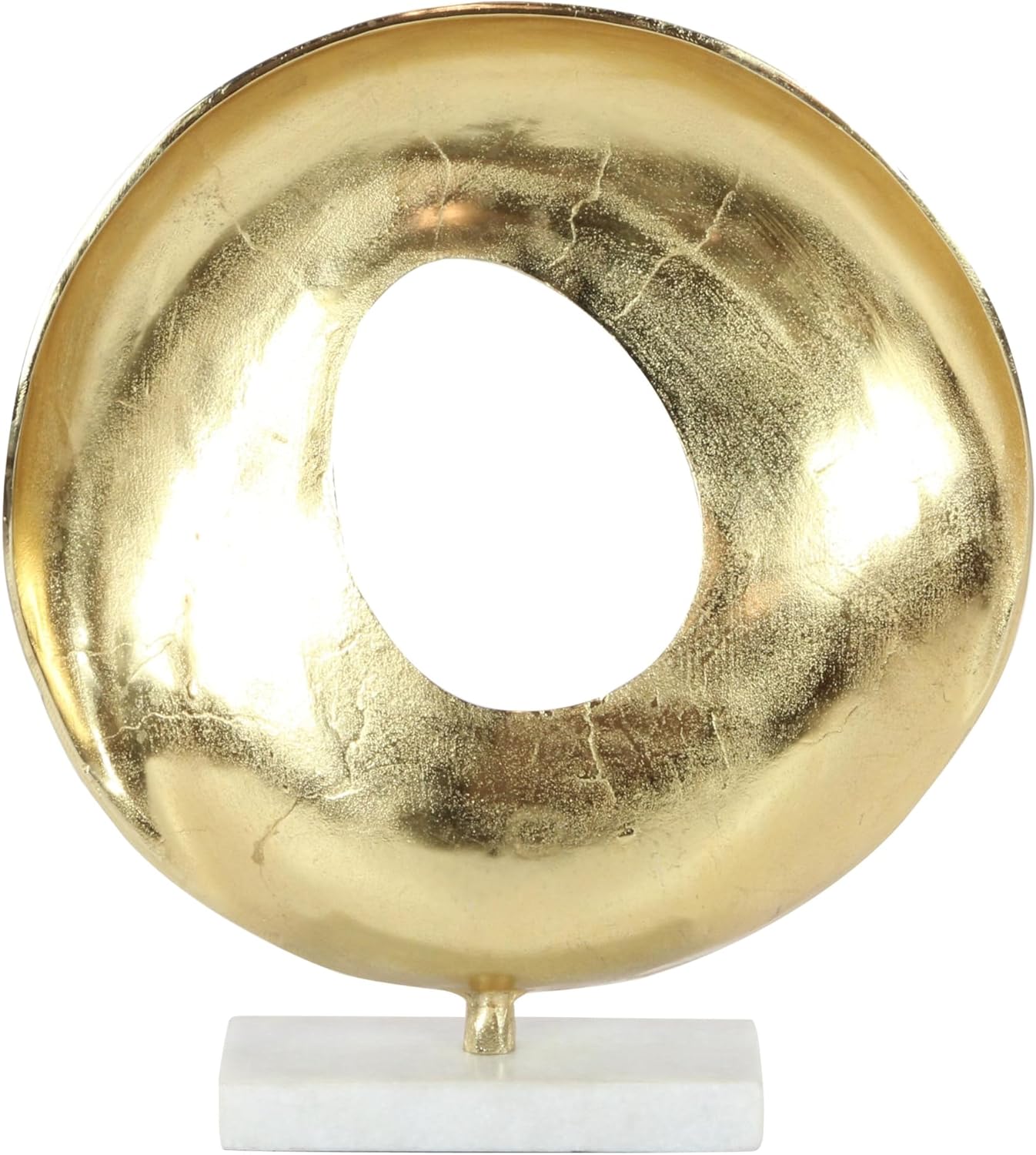 Deco 79 Aluminum Metal Geometric Decorative Sculpture Home Decor Statue with Marble Base, Accent Figurine 15" x 4" x 17", Gold