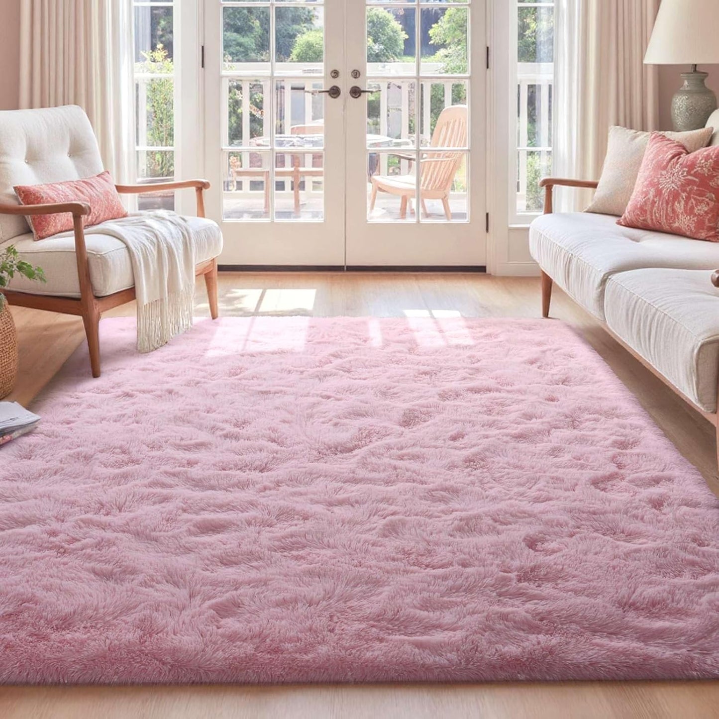 6x9 Ft Large Shag Rugs for Living Room Decor, Tie-Dyed Ultra Soft Fluffy Furry Area Rugs for Bedroom Indoor Floor, Aesthetic Carpet for Kids Home (Dark Grey)
