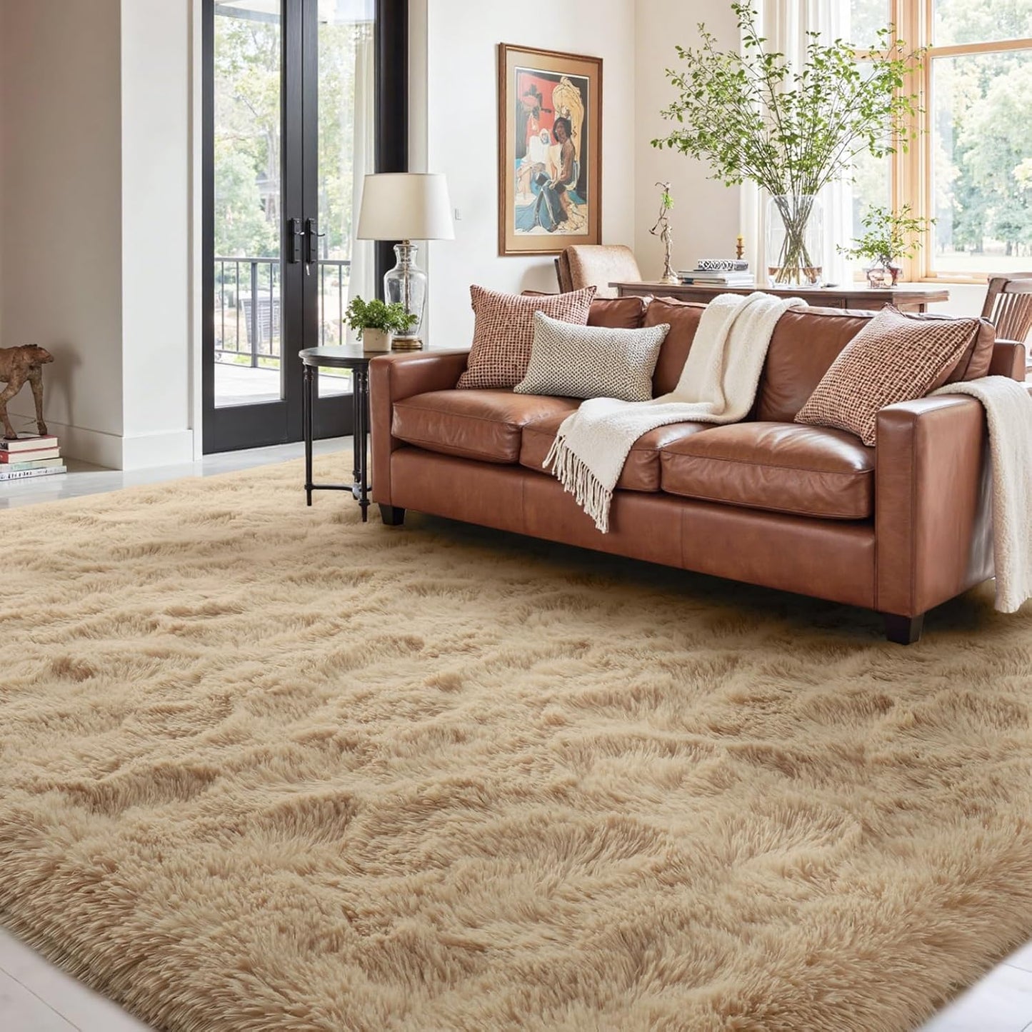 6x9 Ft Large Shag Rugs for Living Room Decor, Tie-Dyed Ultra Soft Fluffy Furry Area Rugs for Bedroom Indoor Floor, Aesthetic Carpet for Kids Home (Dark Grey)