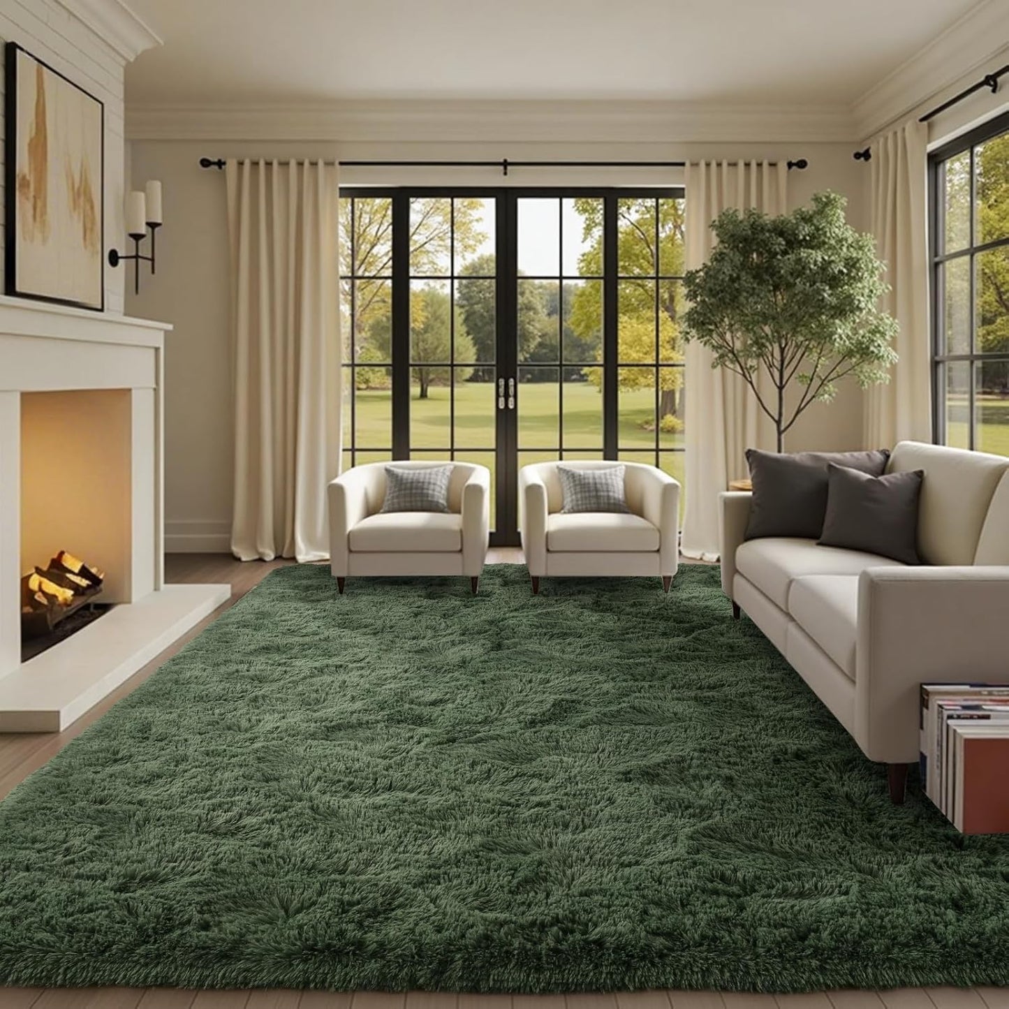 6x9 Ft Large Shag Rugs for Living Room Decor, Tie-Dyed Ultra Soft Fluffy Furry Area Rugs for Bedroom Indoor Floor, Aesthetic Carpet for Kids Home (Dark Grey)