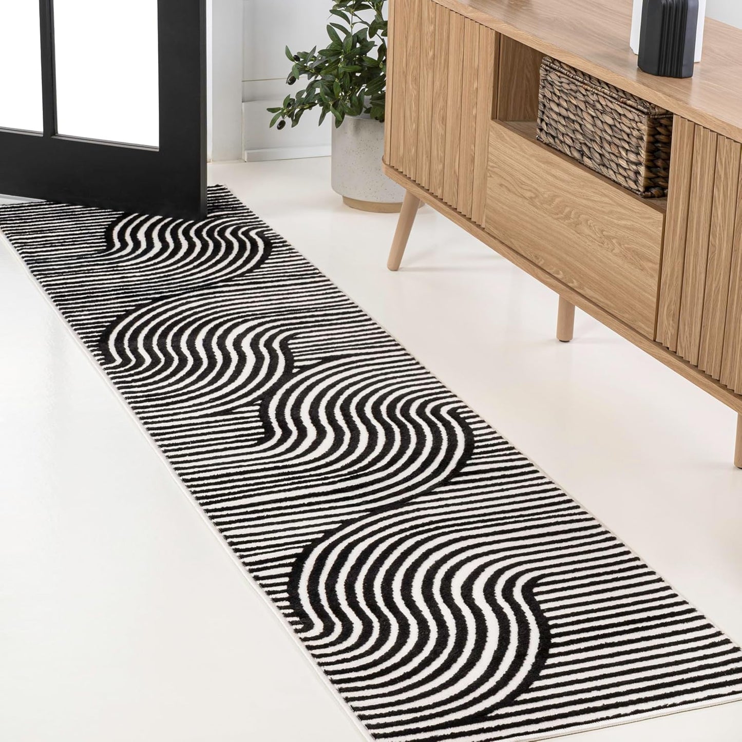 JONATHAN Y SCN100B-8 Skagen High-Low Minimalist Curve Geometric Indoor/Outdoor Area Rug, Modern, Contemporary, Geometric, Bohemian, Bedroom, Kitchen, Living Room, Non Shedding, Ivory/Cream, 8' x 10'