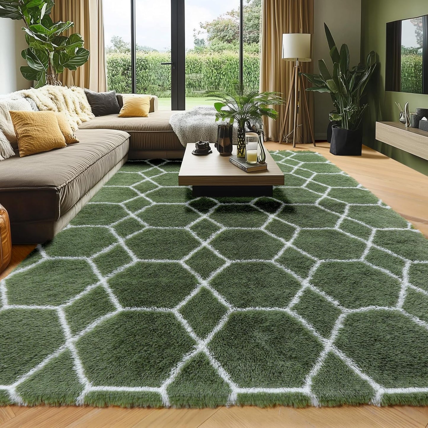 ONASAR 6x9 Area Rugs for Living Room Bedroom, Washable Large Fluffy Grey and Black Throw Rug, Geometric Soft Plush Shaggy Fuzzy Floor Carpet for Nursery Kids Girls Boys Teen Dorm Home Office Decor