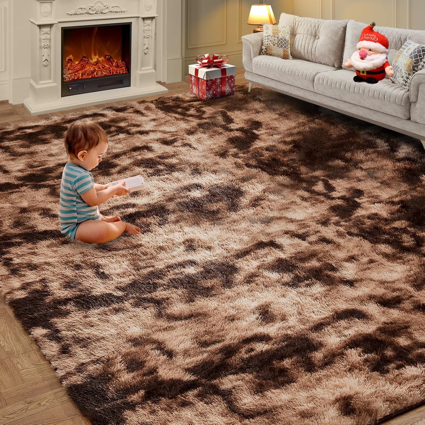 Super Soft Area Rugs for Living Room 5x7 Black, Fluffy Furry Shaggy Fuzzy Area Rug, Upgrade Anti-Skid Rectangular, High Pile Soft Throw Rug for Bedroom and Kids Room, Home Decor Aesthetic