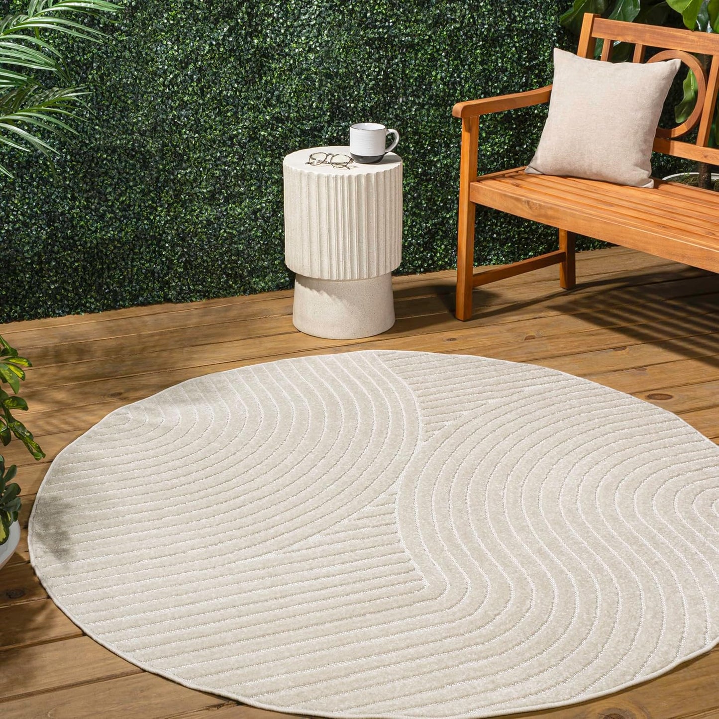 JONATHAN Y SCN100B-8 Skagen High-Low Minimalist Curve Geometric Indoor/Outdoor Area Rug, Modern, Contemporary, Geometric, Bohemian, Bedroom, Kitchen, Living Room, Non Shedding, Ivory/Cream, 8' x 10'