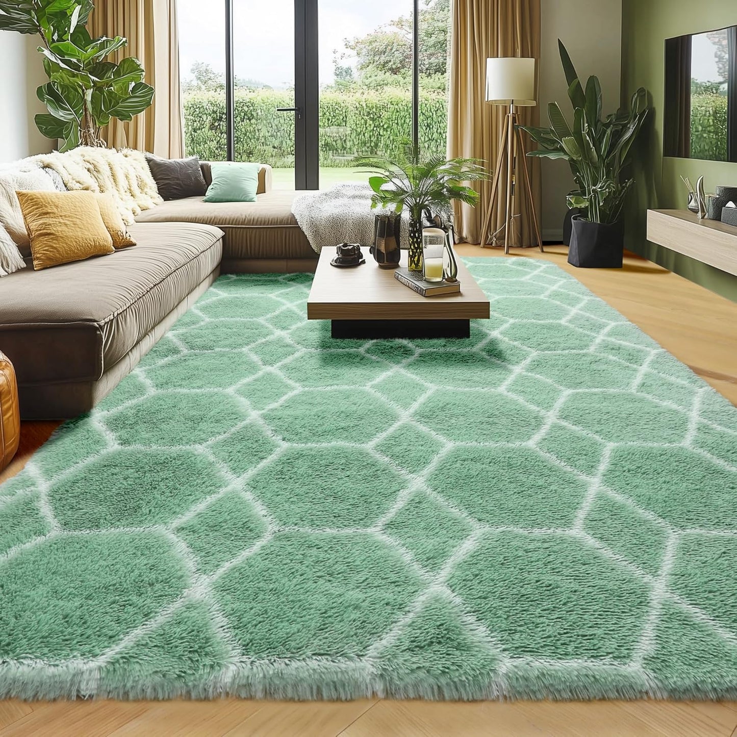 ONASAR 6x9 Area Rugs for Living Room Bedroom, Washable Large Fluffy Grey and Black Throw Rug, Geometric Soft Plush Shaggy Fuzzy Floor Carpet for Nursery Kids Girls Boys Teen Dorm Home Office Decor