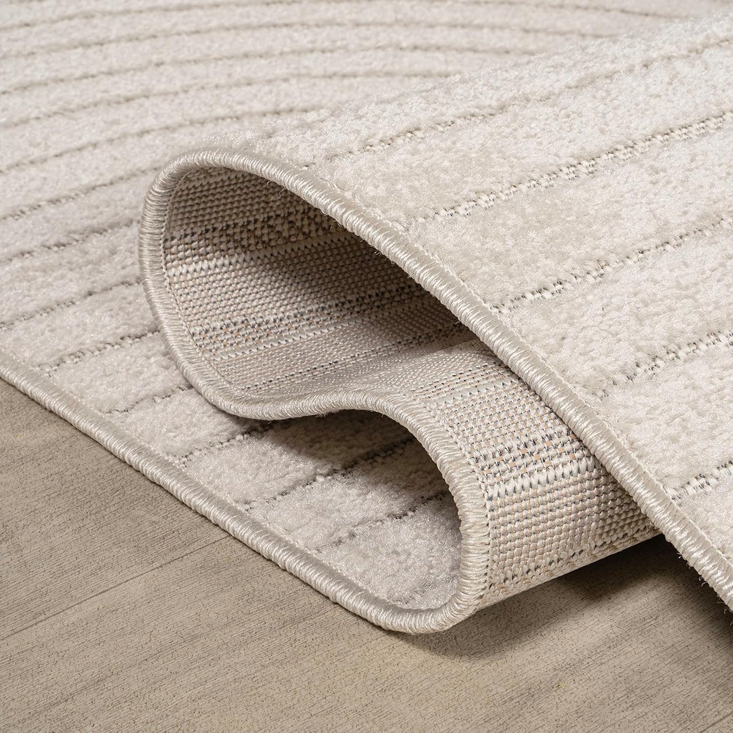 JONATHAN Y SCN100B-8 Skagen High-Low Minimalist Curve Geometric Indoor/Outdoor Area Rug, Modern, Contemporary, Geometric, Bohemian, Bedroom, Kitchen, Living Room, Non Shedding, Ivory/Cream, 8' x 10'