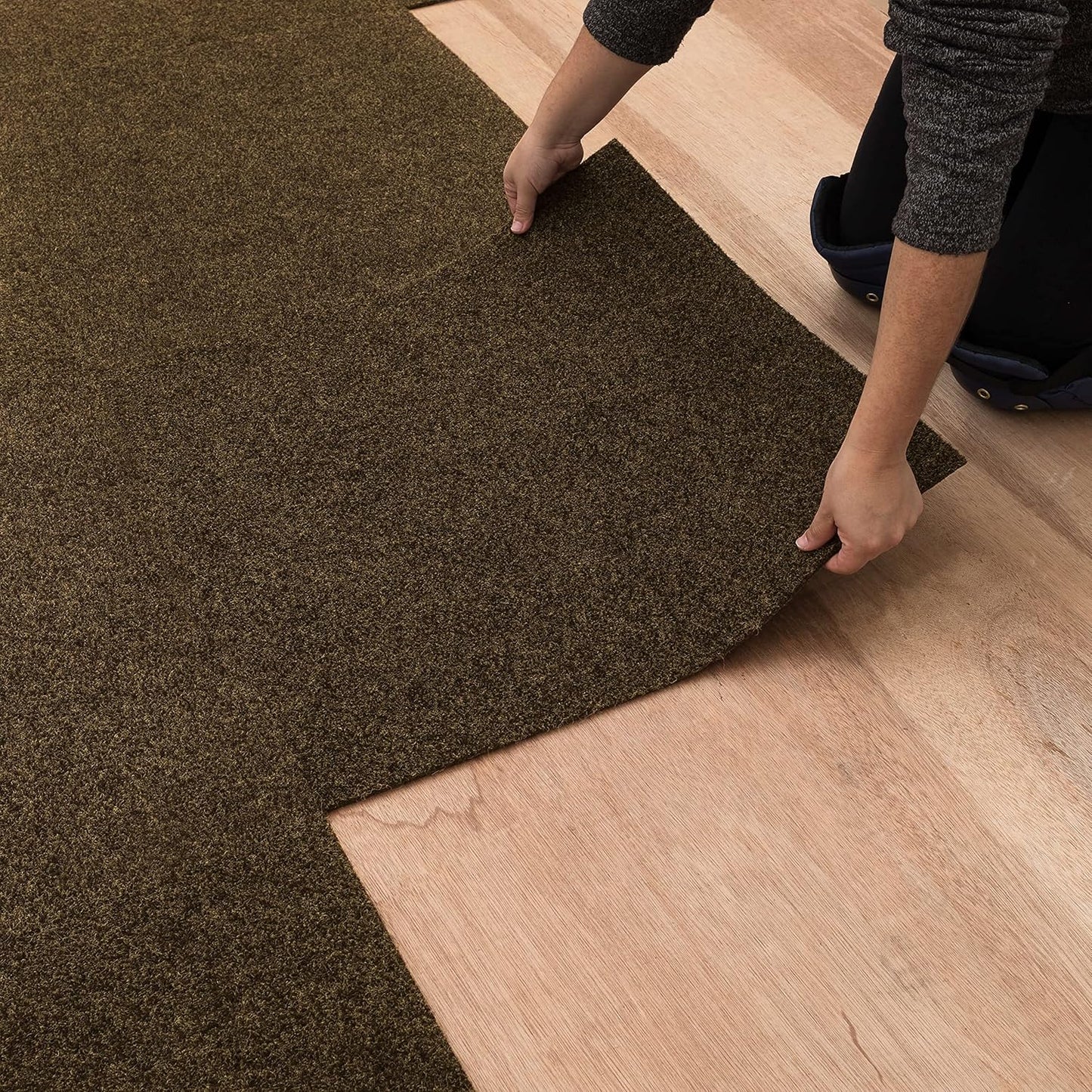 Mohawk Home 24" x 24" Indoor/Outdoor 0.25" Pile Height, Peel and Stick Carpet Tile, Grey Polyester, (Pack of 15) (60 sqft/Box)
