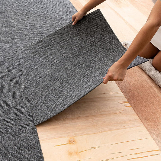 Mohawk Home 24" x 24" Indoor/Outdoor 0.25" Pile Height, Peel and Stick Carpet Tile, Grey Polyester, (Pack of 15) (60 sqft/Box)