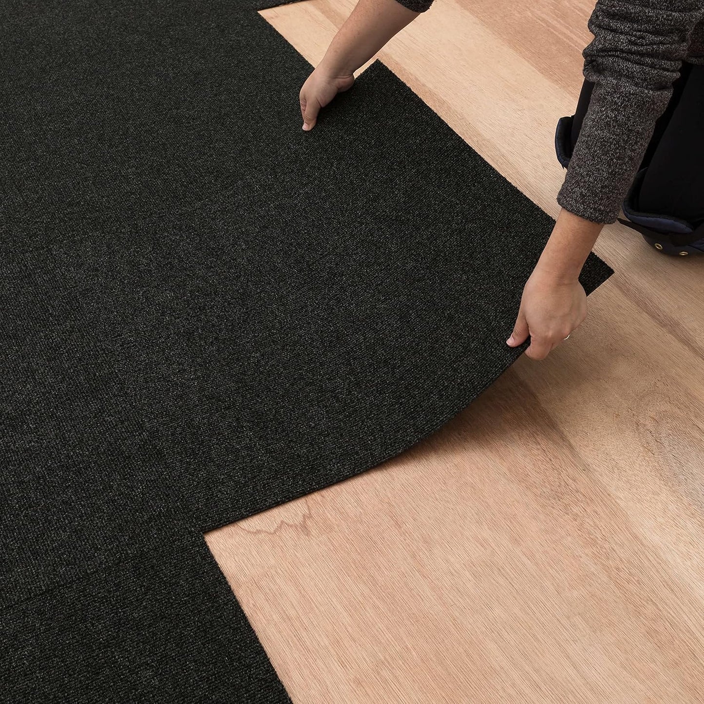 Mohawk Home 24" x 24" Indoor/Outdoor 0.25" Pile Height, Peel and Stick Carpet Tile, Grey Polyester, (Pack of 15) (60 sqft/Box)