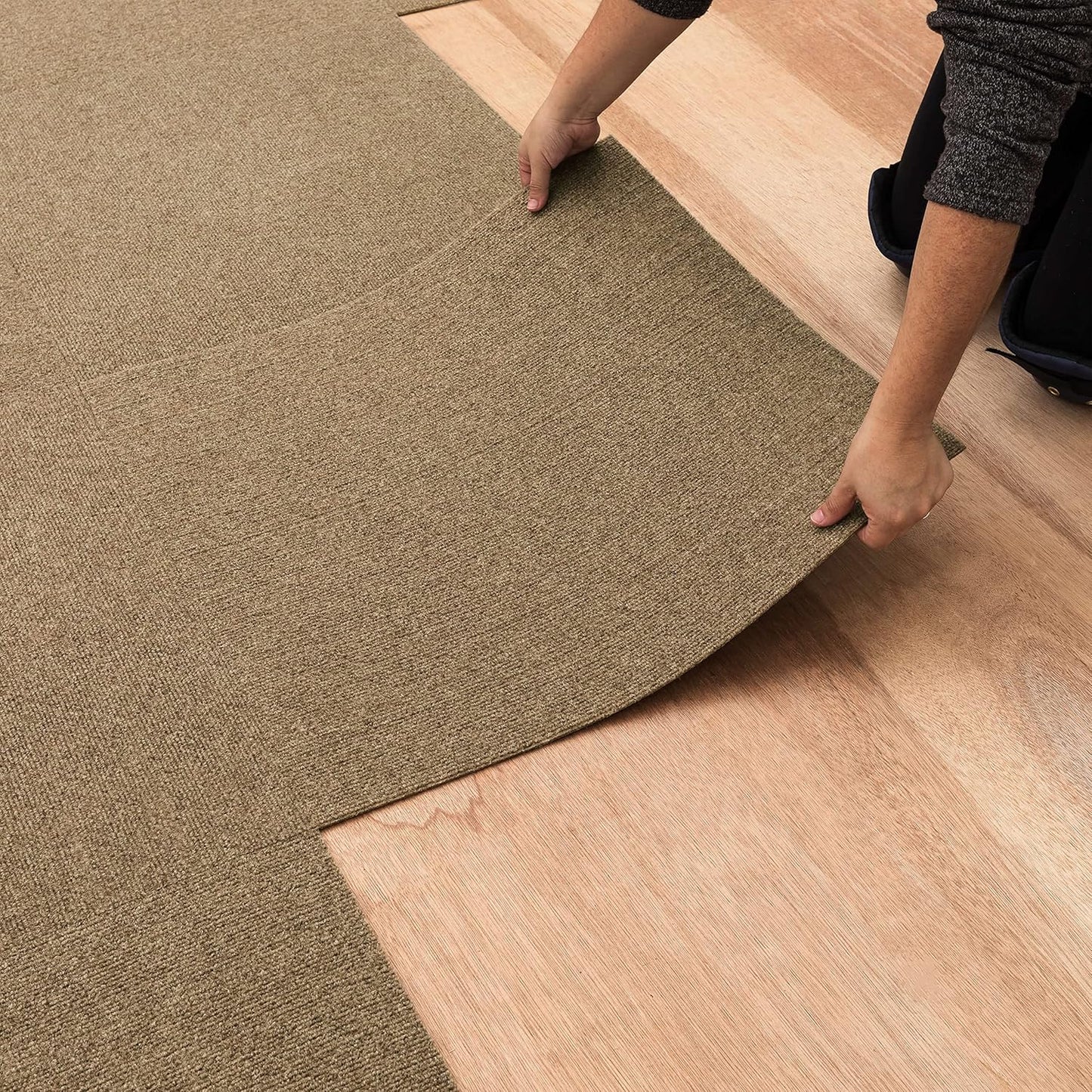 Mohawk Home 24" x 24" Indoor/Outdoor 0.25" Pile Height, Peel and Stick Carpet Tile, Grey Polyester, (Pack of 15) (60 sqft/Box)