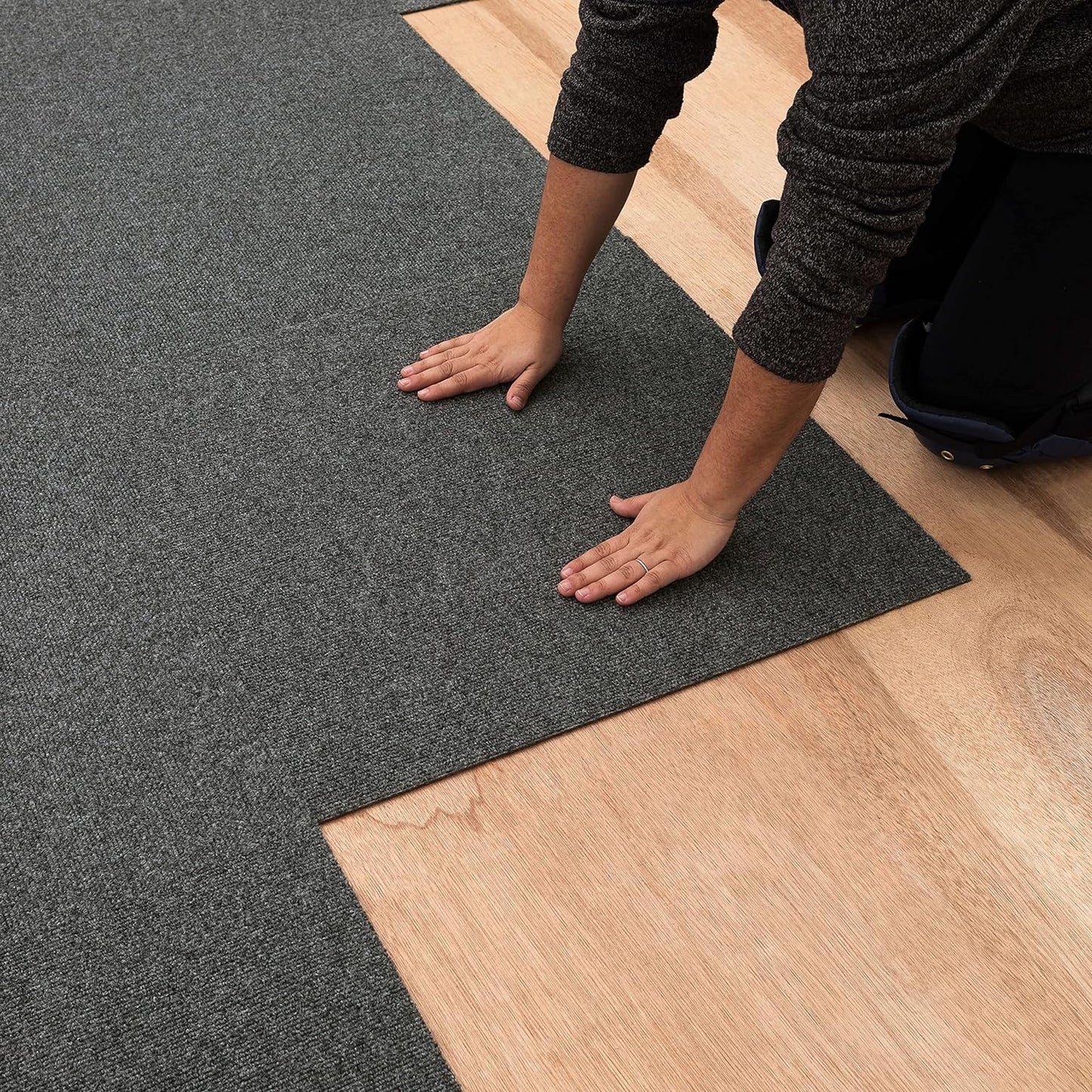Mohawk Home 24" x 24" Indoor/Outdoor 0.25" Pile Height, Peel and Stick Carpet Tile, Grey Polyester, (Pack of 15) (60 sqft/Box)