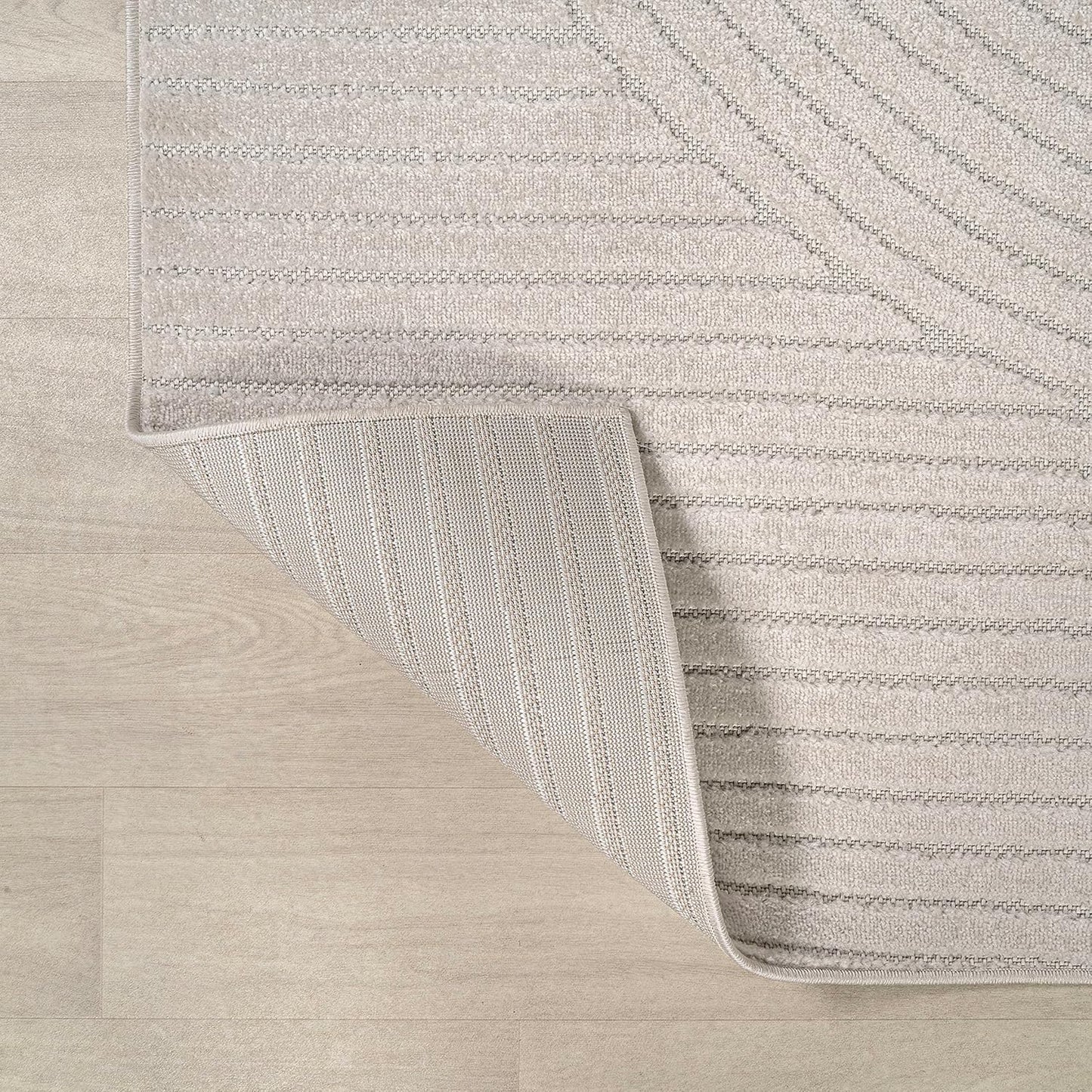 JONATHAN Y SCN100B-8 Skagen High-Low Minimalist Curve Geometric Indoor/Outdoor Area Rug, Modern, Contemporary, Geometric, Bohemian, Bedroom, Kitchen, Living Room, Non Shedding, Ivory/Cream, 8' x 10'