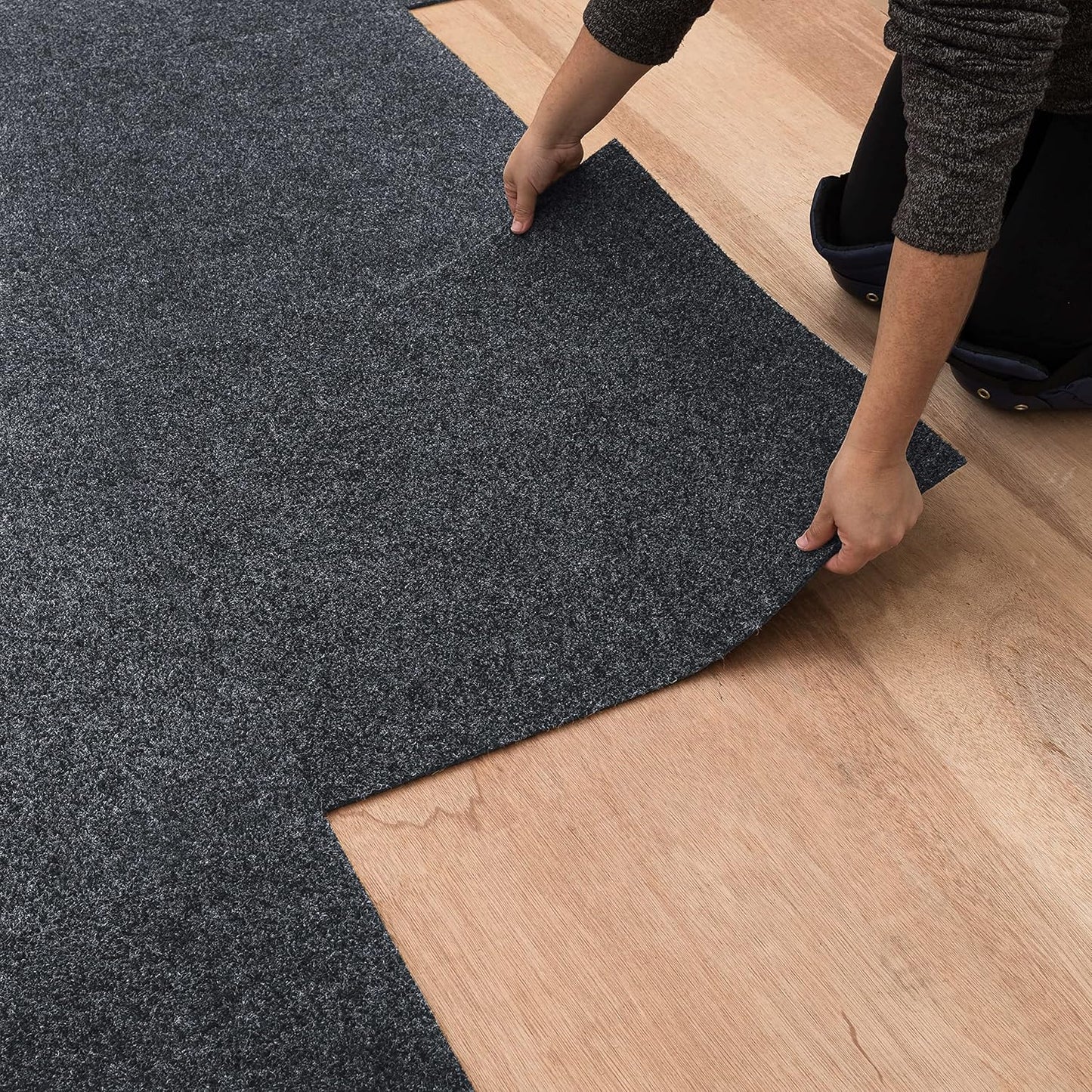 Mohawk Home 24" x 24" Indoor/Outdoor 0.25" Pile Height, Peel and Stick Carpet Tile, Grey Polyester, (Pack of 15) (60 sqft/Box)